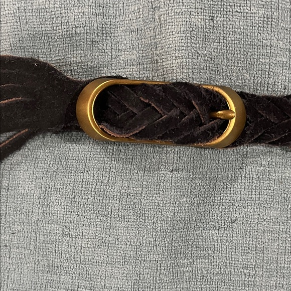 Women’s Suede Black Braided Belt with Gold Buckle - Picture 4 of 6
